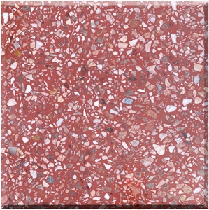 Red Terrazzo Slabs Artificial Stone Polished Tiles