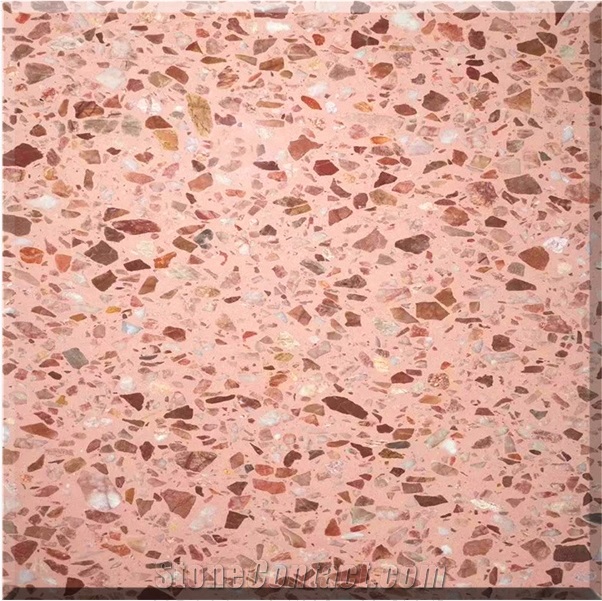 Red Terrazzo Tiles Artificial Stone Polished