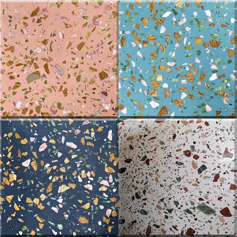 Red Terrazzo Tiles Artificial Stone Polished