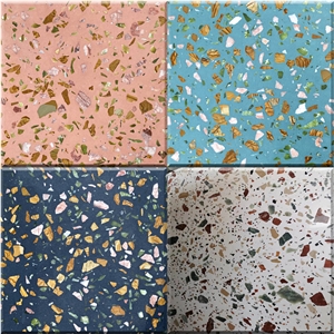 Red Terrazzo Tiles Artificial Stone Polished