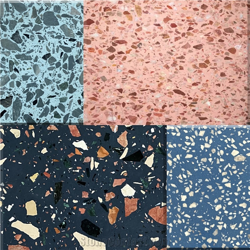 Red Terrazzo Tiles Artificial Stone Polished