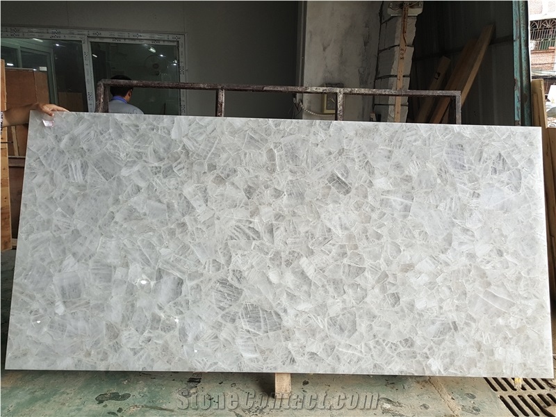 White Crystal Composite Semiprecious Slabs