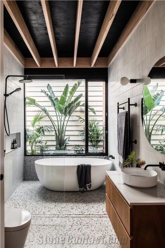 Wonderful White Terrazzo Tiles Artificial Stone Polished