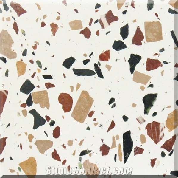 White Terrazzo Tiles Artificial Stone Polished