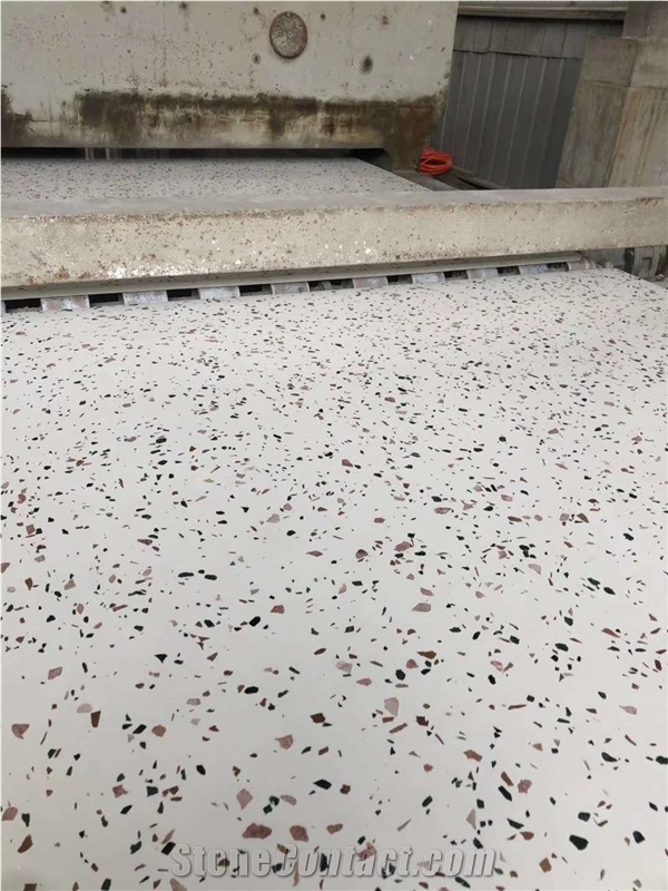 White Terrazzo Tiles Artificial Stone Polished