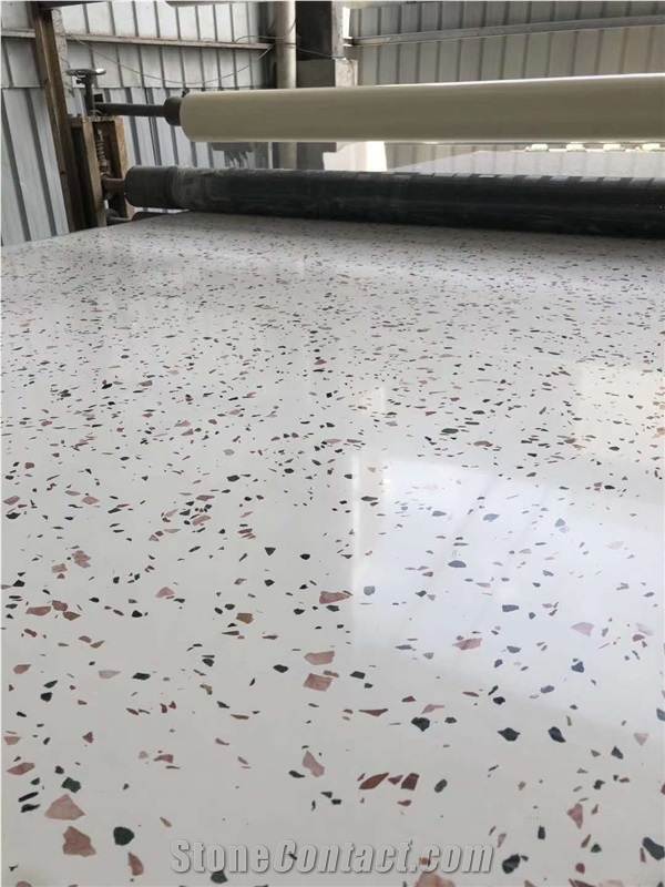 White Terrazzo Tiles Artificial Stone Polished