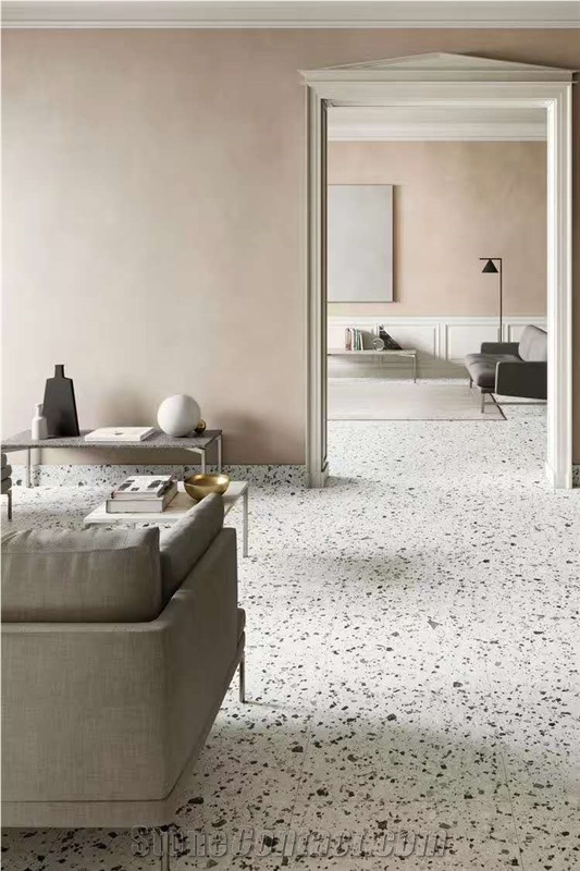 White Terrazzo Tiles Artificial Stone Polished