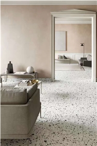 White Terrazzo Tiles Artificial Stone Polished