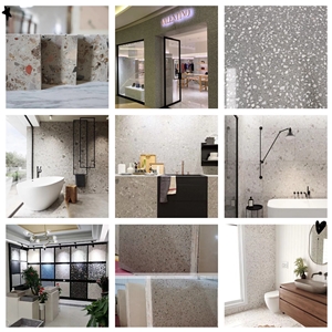 White Terrazzo Tiles Artificial Stone Polished