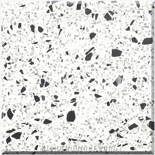 White Terrazzo Slabs Artificial Stone Polished Tiles