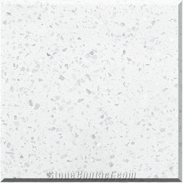 China White Terrazzo Tiles Artificial Stone Polished