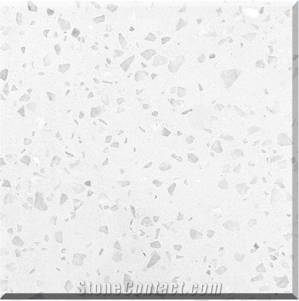 Classic White Terrazzo Tiles Artificial Stone Honed