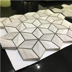 White Wooden Marble Slabs Grey Mosaic Tiles White Wooden Marble Slabs Grey Mosaic Tiles
