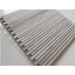 White Wooden Marble Slabs Grey Mosaic Tiles