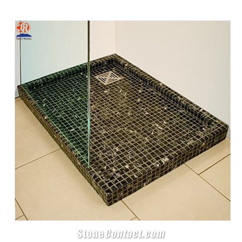 Dark Emperador Marble Stone Mosaic Shower Trays
