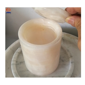 Marble Onyx Candle Holder Candle Jar with Lid