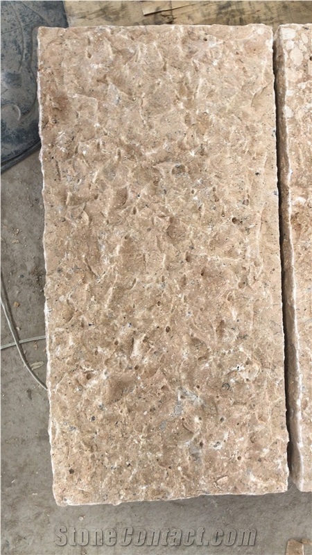 Thin Beige Limestone Split Face Veneer Wall Tiles