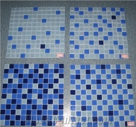 Blue Glass Mosaic Kitchen Wall Backsplash Tile