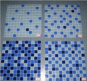 Blue Glass Mosaic Kitchen Wall Backsplash Tile