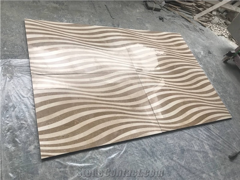 Curved Pattern Waterjet Cut Medallion Wall Tiles