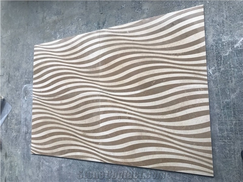 Curved Pattern Waterjet Cut Medallion Wall Tiles