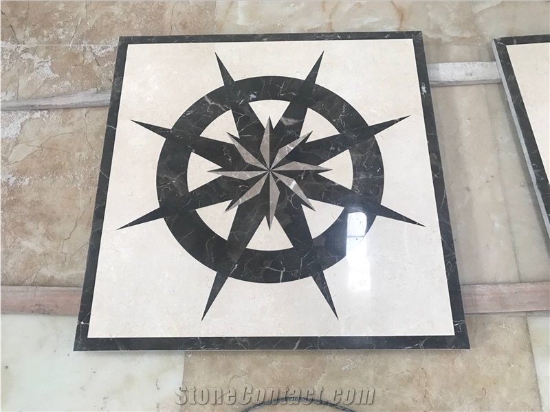 Customized Logo Marble Floor Waterjet Medallions