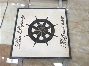 Customized Logo Marble Floor Waterjet Medallions