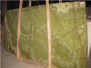 Green Onyx Slab Back-Lit Wall Slab Green Onyx Slab Back-Lit Wall Slab