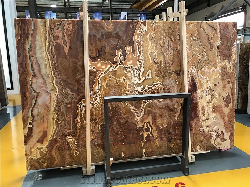 Translucent Yellow Tiger Onyx Decorative Floortile