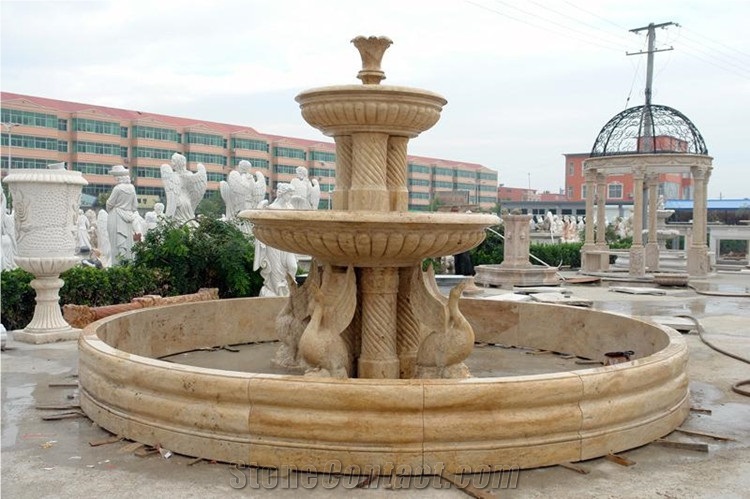 Yellow Limestone Garden Waterfall Fountain