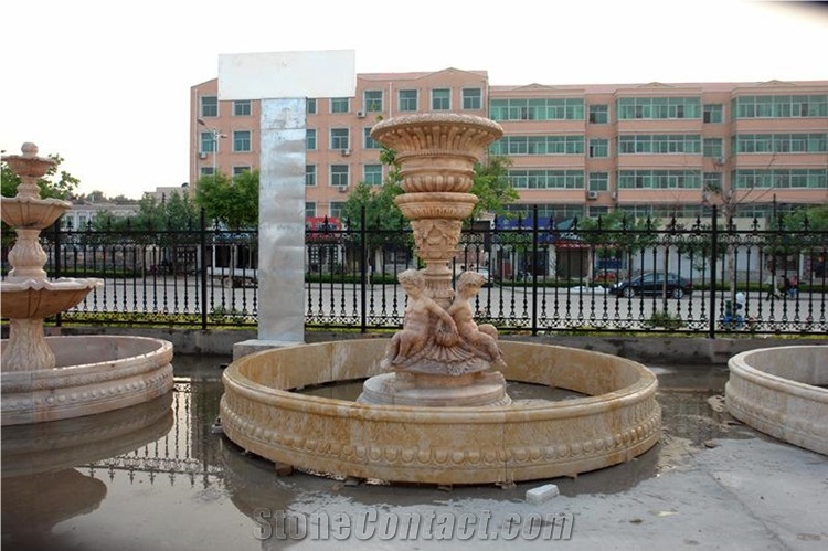 Yellow Limestone Garden Waterfall Fountain