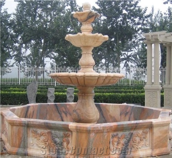 Yellow Limestone Garden Waterfall Fountain