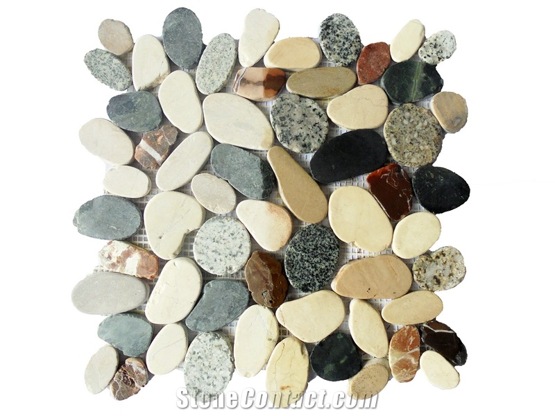 Mosaic Sliced Pebble Interlocking Wall Tile