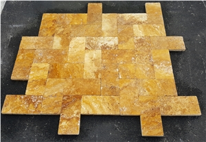 Scabos Gold Travertine Tumbled Pattern Garden Walkway Pavers