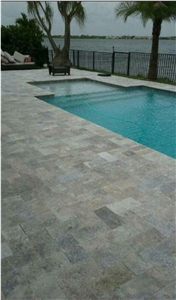 Tumbled Silver Travertine Pool Coping,Pool Pavers