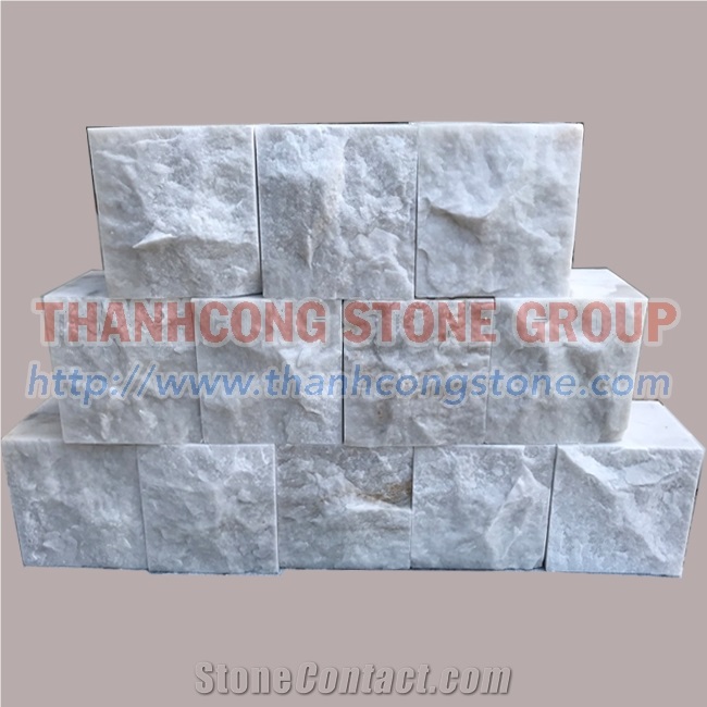 Ivory White Marble Cube Stone