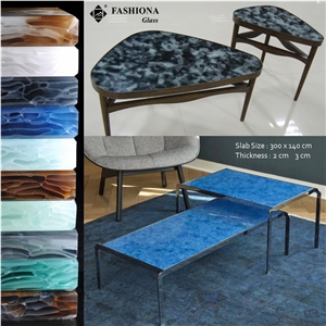 Nesting Table Tops from Recycled Glass