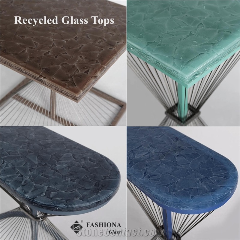 Translucet Recycled Glass Table Interior,Exterior