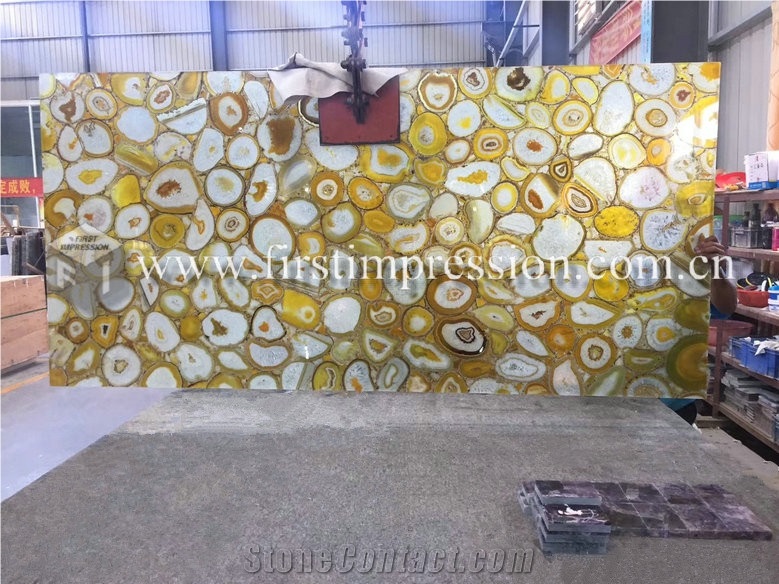 Luxury Yellow Agate Gemstone Slabs,Tiles