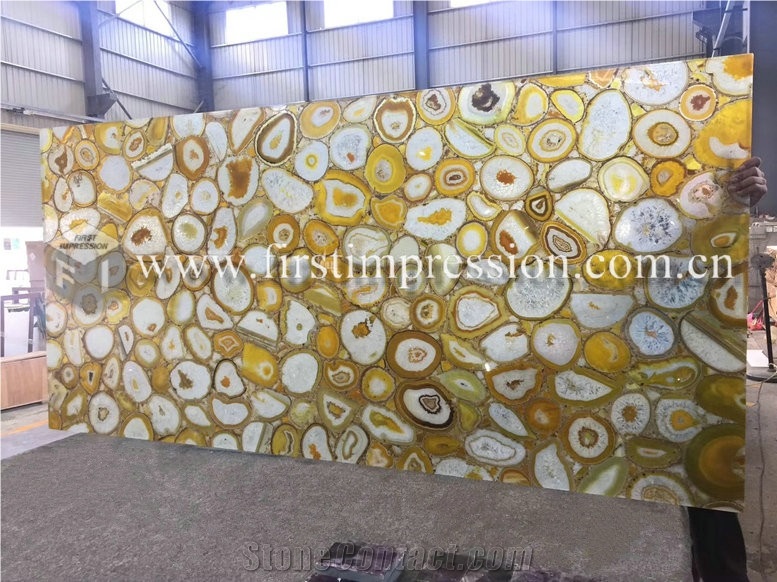 Luxury Yellow Agate Gemstone Slabs,Tiles
