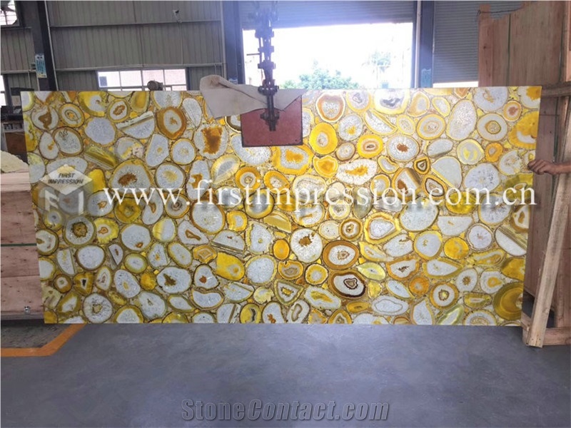 Luxury Yellow Agate Gemstone Slabs,Tiles