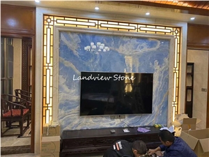 Glaciale Onyx Blue Aqua Gold Onyx Tiles Slab Glaciale Onyx Blue Aqua Gold Onyx Tiles Slab