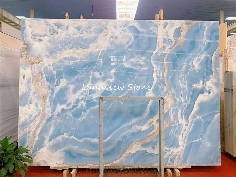 Glaciale Onyx Blue Aqua Gold Onyx Tiles Slab