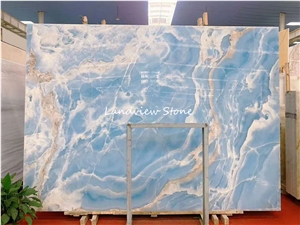 Glaciale Onyx Blue Aqua Gold Onyx Tiles Slab