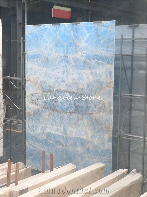 Glaciale Onyx Blue Aqua Gold Onyx Tiles Slab