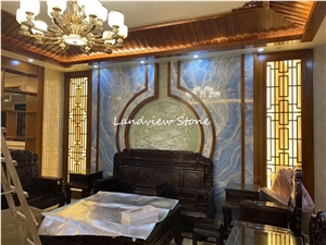 Glaciale Onyx Blue Aqua Gold Onyx Tiles Slab