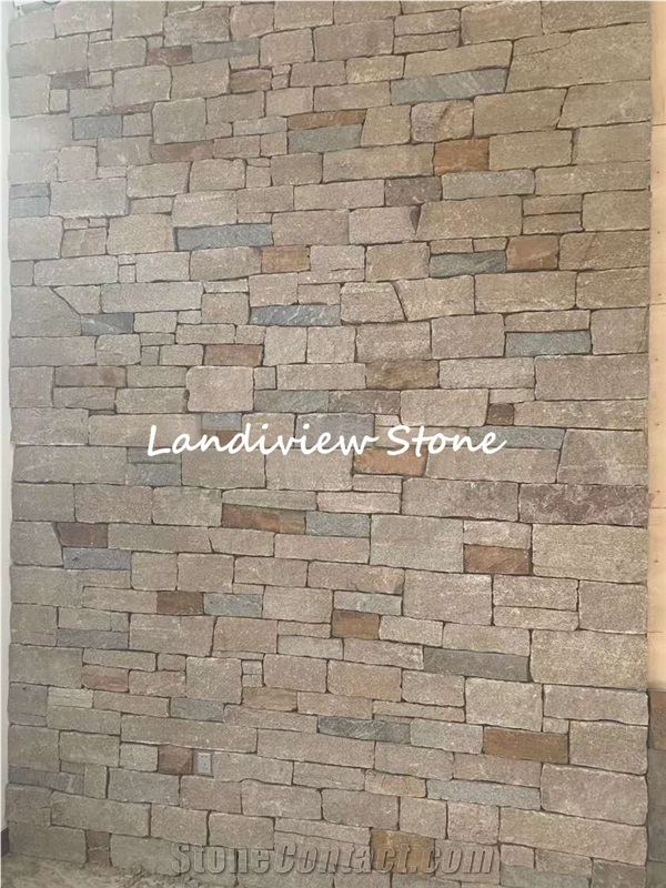 Golden Honey Quartzite Ledgestone Desert Gold Wall