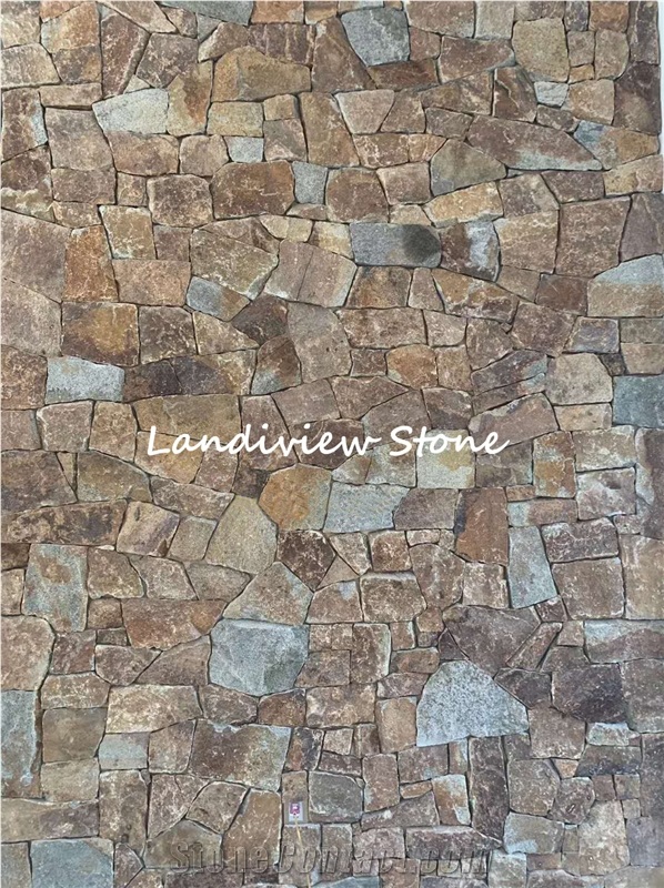 Iron Rusty Split Face Slate Wall Panels Ledgestone