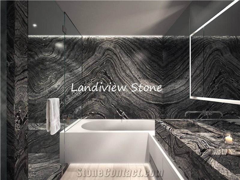 Kenya Black Marble Ancient Wood Marble Bath Tops