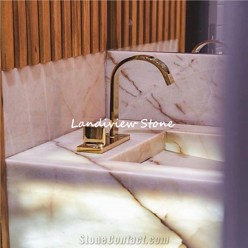 Snow Pure White Onyx Kitchen Worktop Bench Bar Top